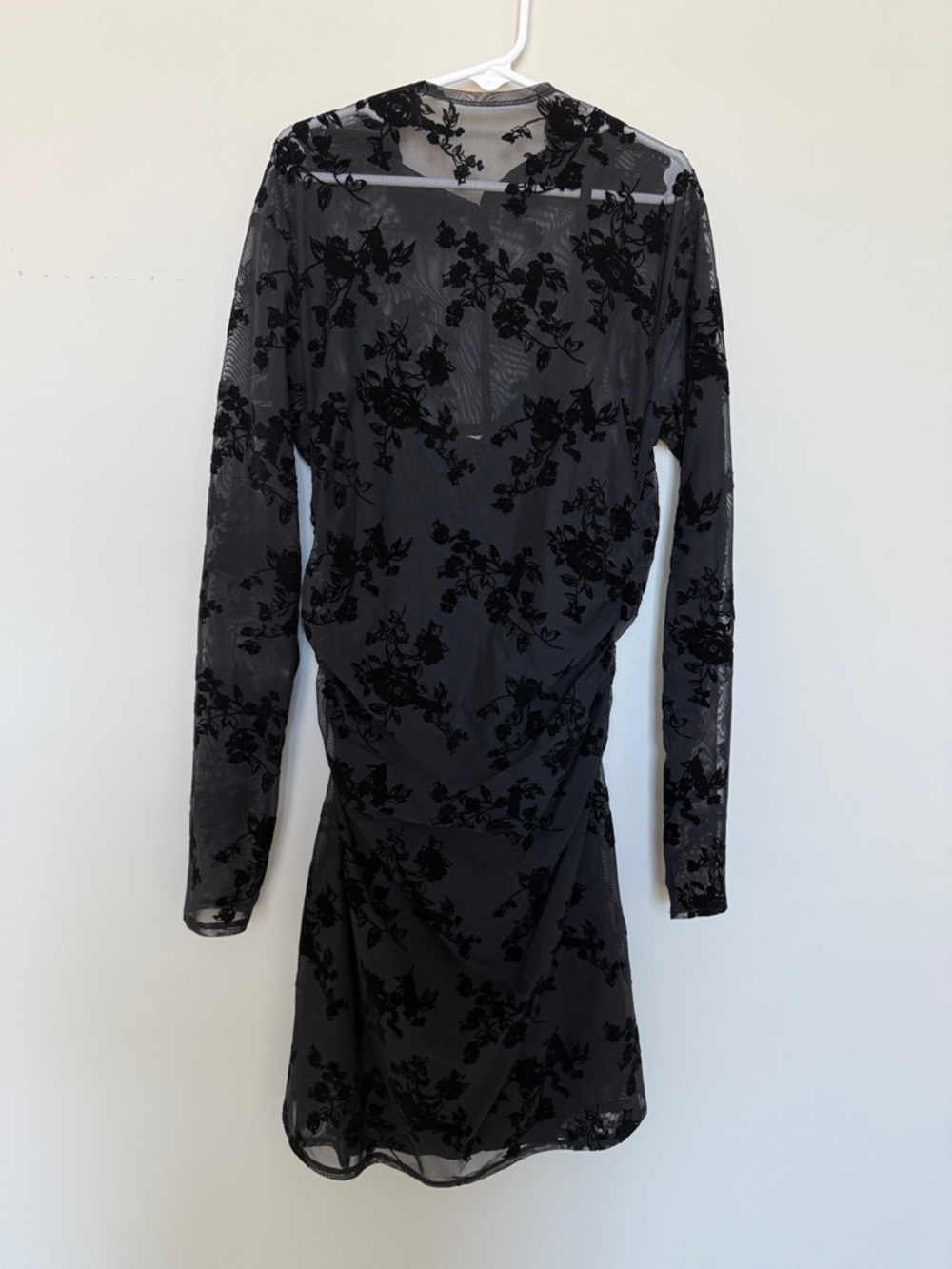 A&F Long-Sleeve Black Floral Mesh Dress